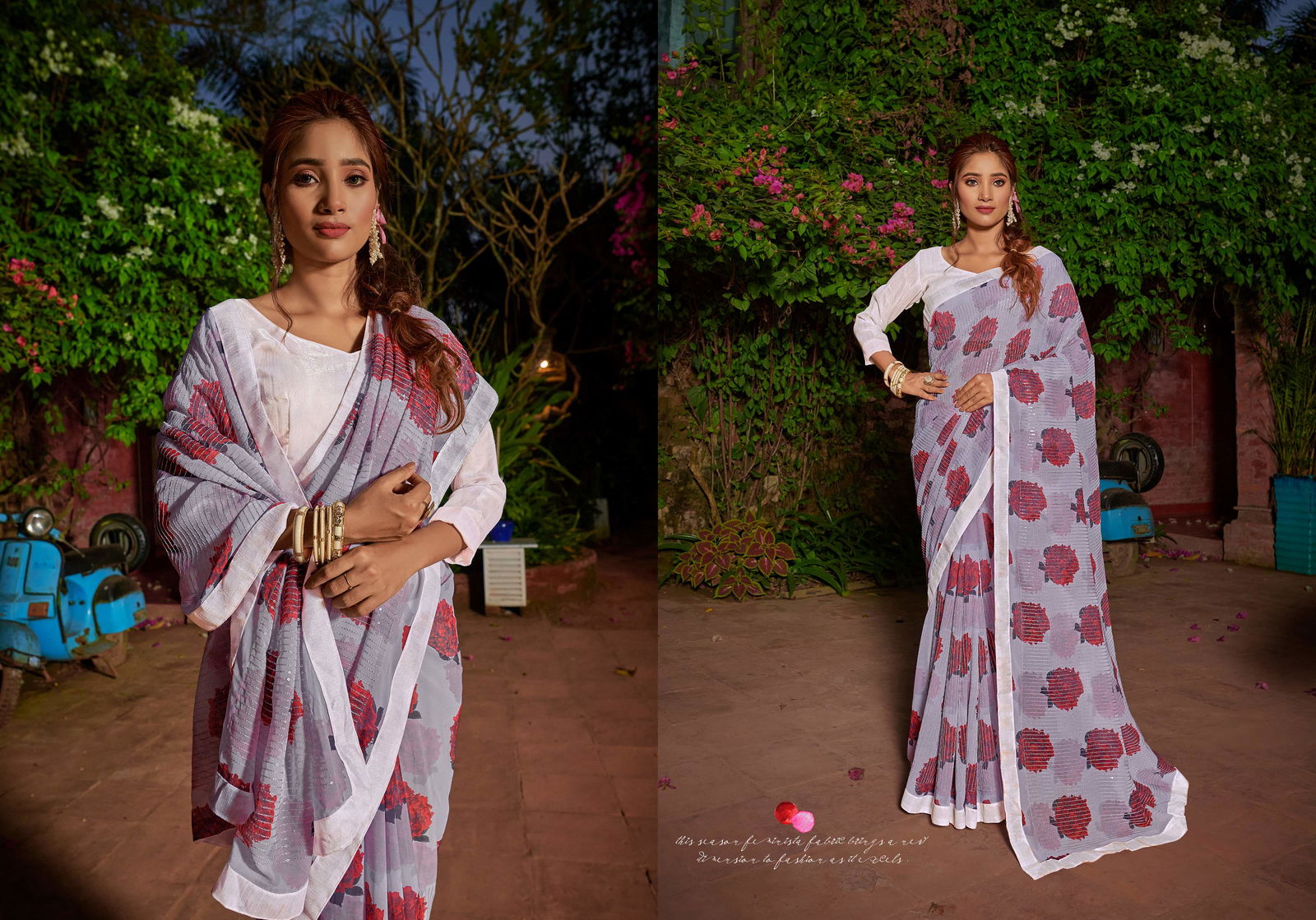 Ynf Summer Sequence New Ethnic Wear Georgette Printed  Saree Collection